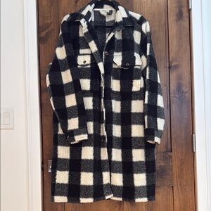 Plaid Black and White Coat